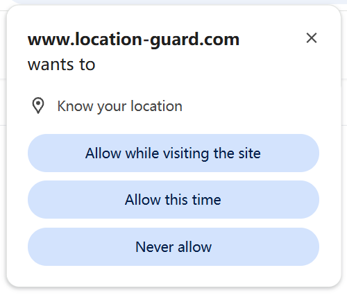 Browser location permission prompt for location-guard.com